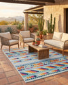 Bahama Breeze Outdoor Collection Area Rug -  Bimini Rectangle Blue  lifestyle 19
