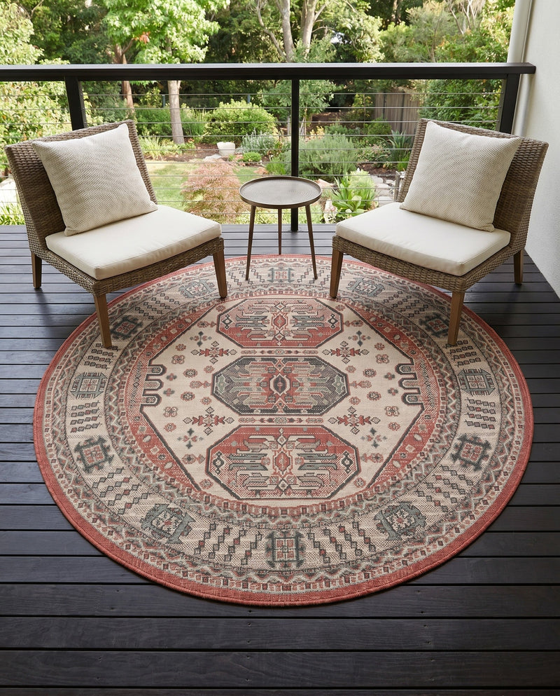 Patio Heritage Collection Area Rug - Veranda Round Multi  lifestyle 23