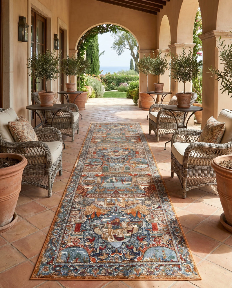 Patio Heritage Collection Area Rug -  Oasis Runner Multi  lifestyle 70