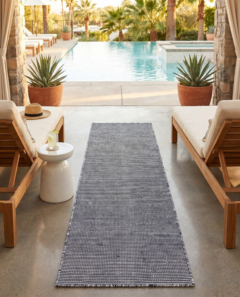 Jill Zarin Sedona Oasis Outdoor Collection Area Rug - Coconino (Navy Sky) Runner Navy Sky  lifestyle 56