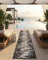 Urban Terrace Collection Area Rug -  Midtown Runner Black and White  lifestyle 82
