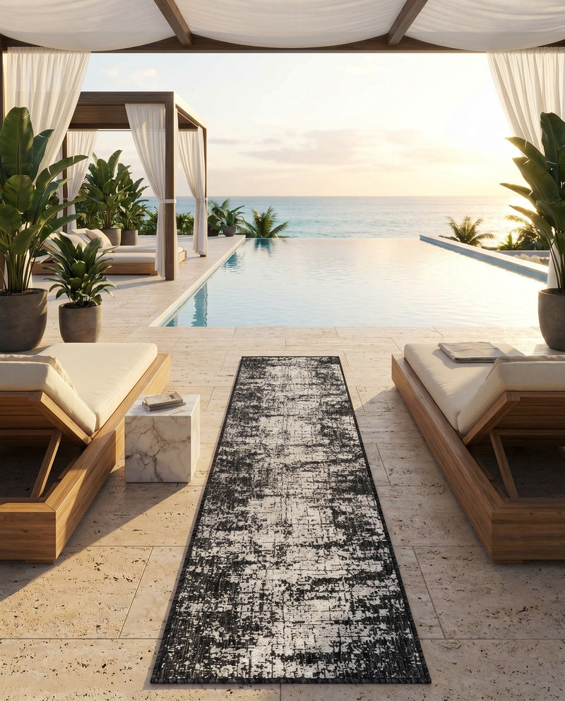Urban Terrace Collection Area Rug -  Midtown Runner Black and White  lifestyle 82