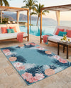 Seaside Blooms Collection Area Rug - Haven Rectangle Blue  lifestyle 22