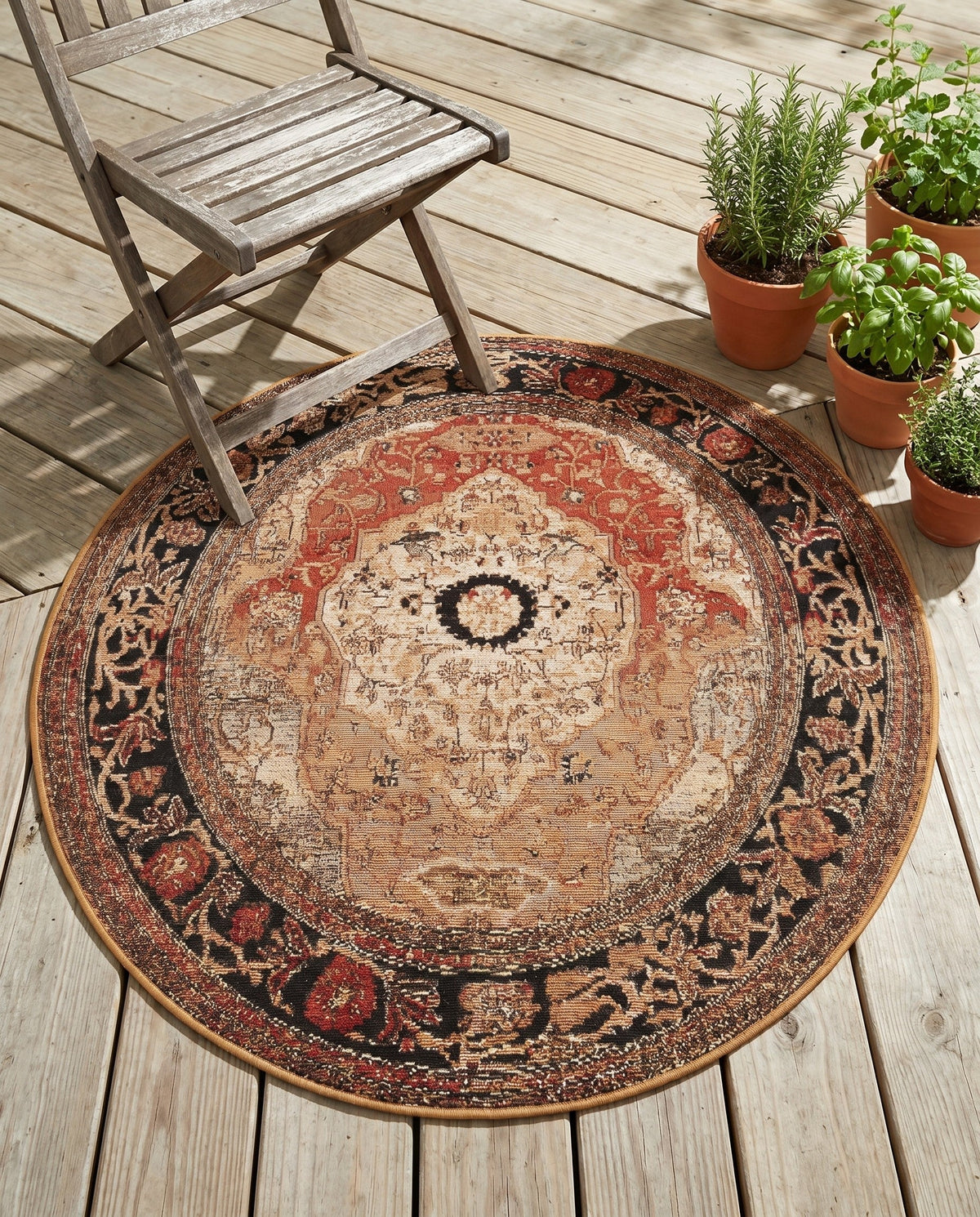 Patio Heritage Collection Area Rug -  Gazebo Round Multi  lifestyle 83