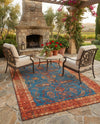 Patio Heritage Collection Area Rug -  Pavilion Rectangle Navy Blue  lifestyle 14