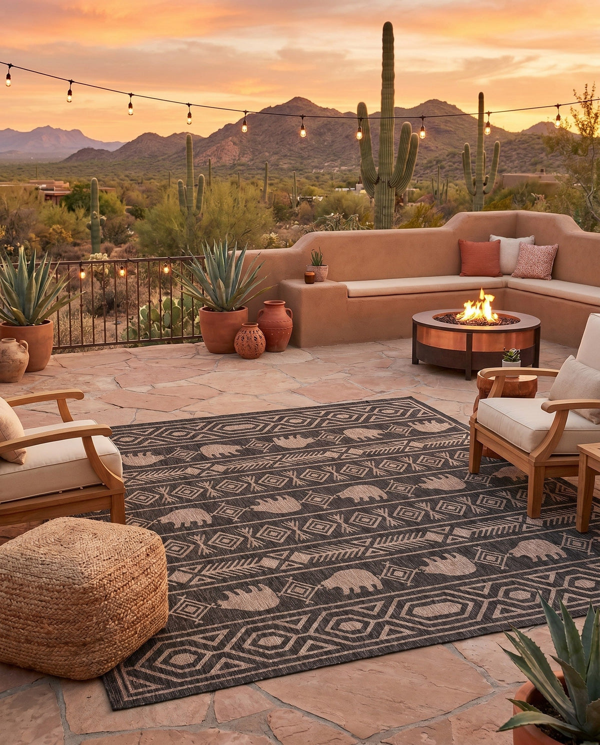 Mesa Oasis Rugs Collection Area Rug - Sundown Square Black  lifestyle 110