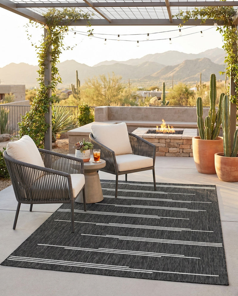 Urban Terrace Collection Area Rug -  Brooklyn Rectangle Black and White  lifestyle 45