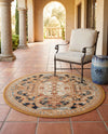 Patio Heritage Collection Area Rug - Veranda Round Black Gold Brown  lifestyle 78