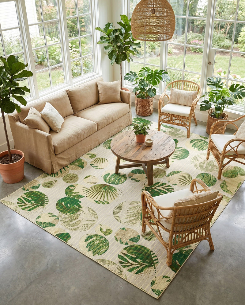 Seaside Blooms Collection Area Rug -  Ivy Rectangle Green  lifestyle 59