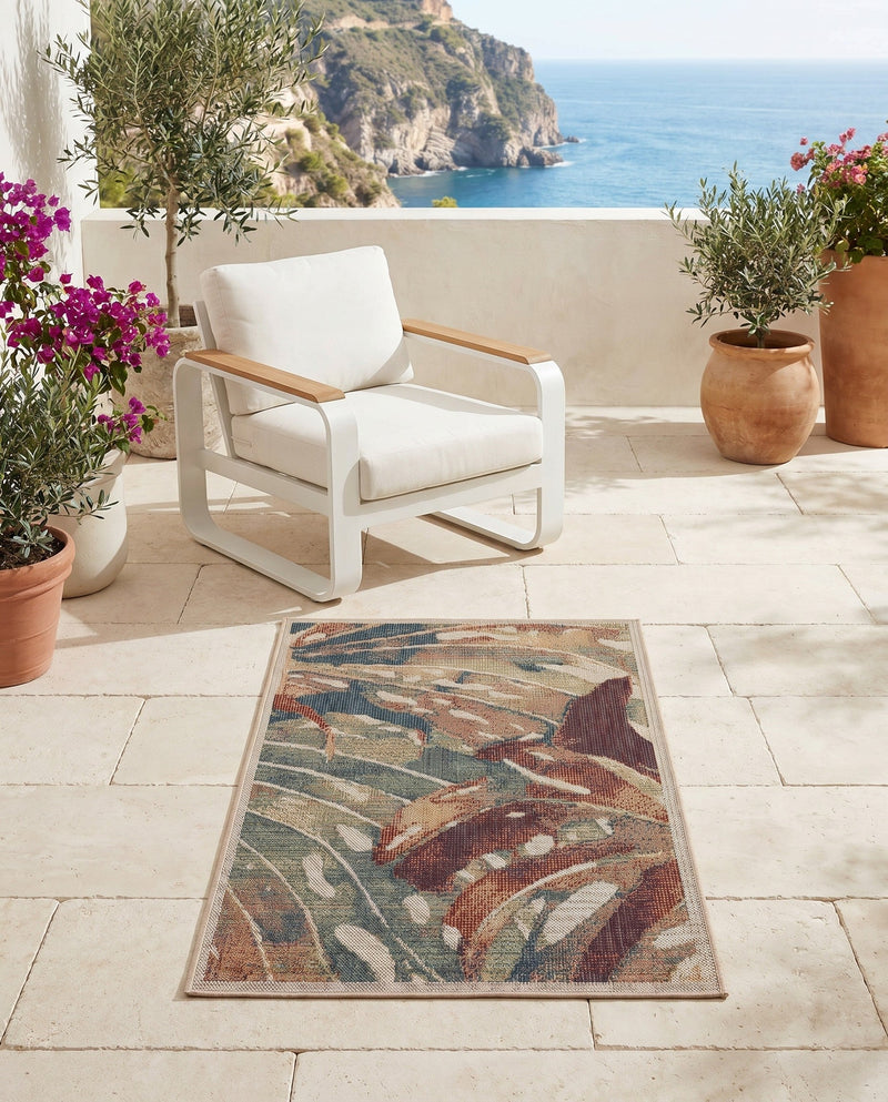 Coastal Terrace Collection Area Rug -  Wavecrest Rectangle Multi  lifestyle 45