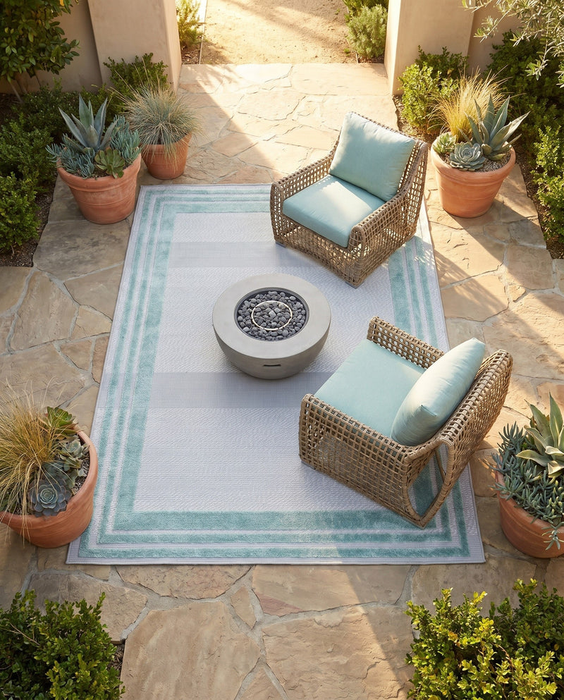 Bahama Breeze Outdoor Collection Area Rug -  Abaco Rectangle Gray Teal  lifestyle 71