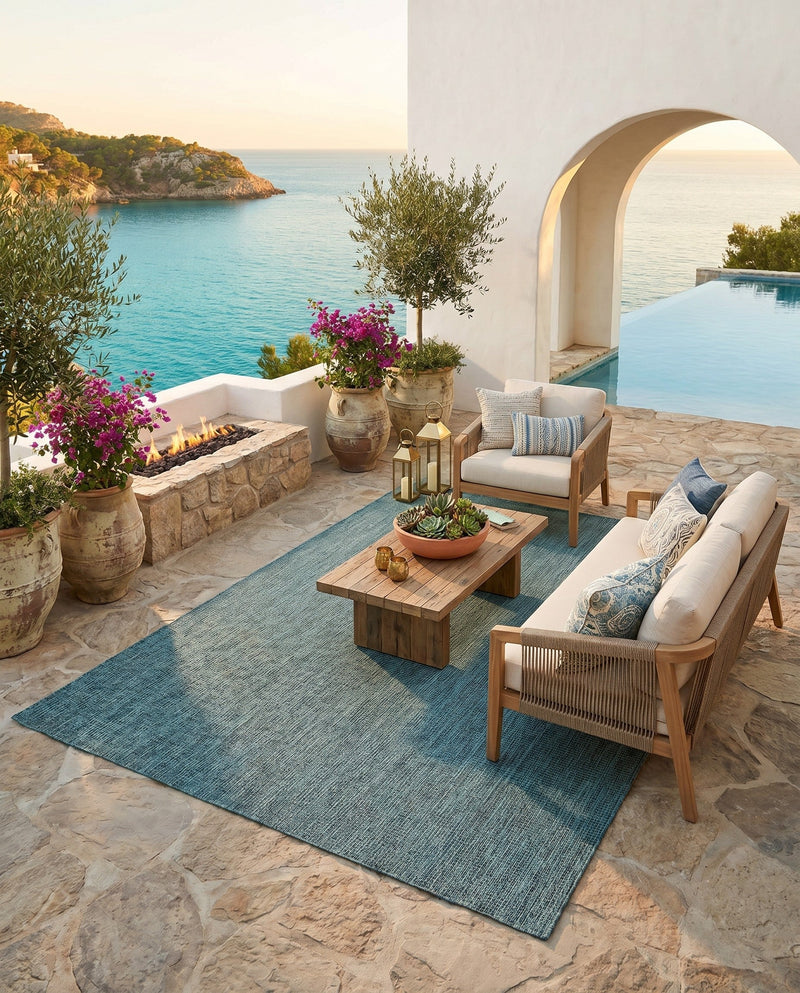 Seaside Serenity Collection Area Rug - Veranda (Teal) Rectangle Teal  lifestyle 8