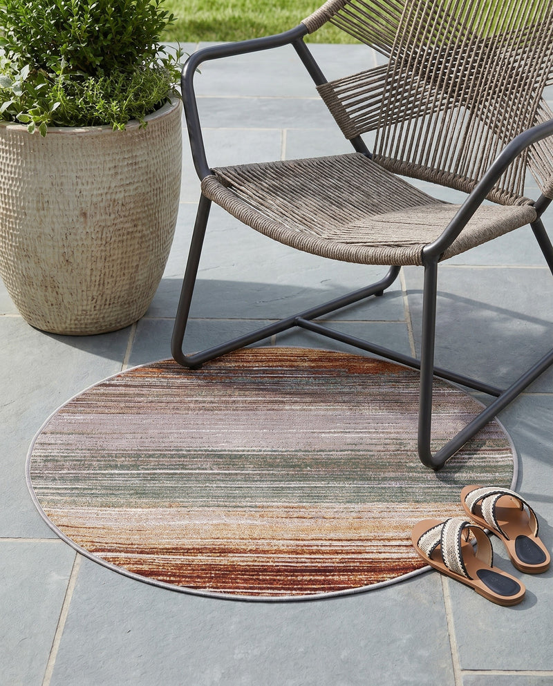 Urban Terrace Collection Area Rug -  Corsica Round Multi  lifestyle 74