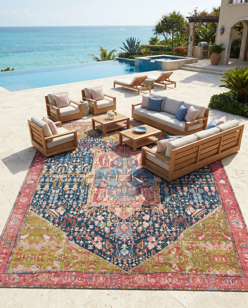 Patio Heritage Collection Area Rug -  Sanctuary Rectangle Multi  lifestyle 54