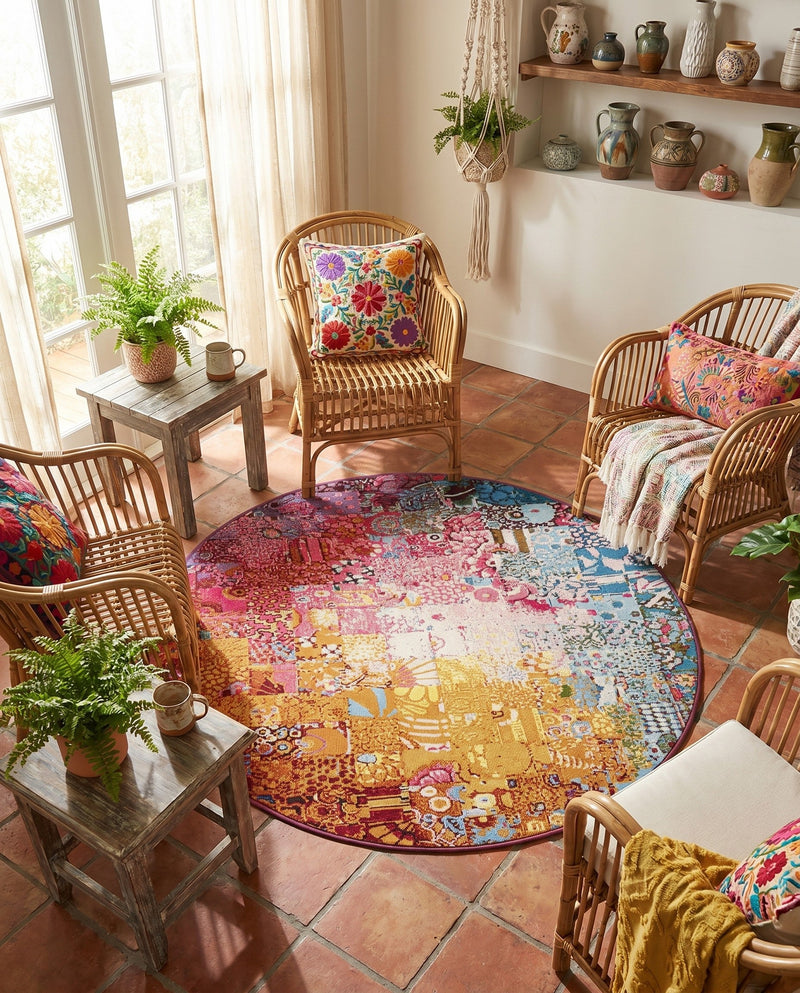 Urban Terrace Collection Area Rug -  Terrace Round Multi  lifestyle 60