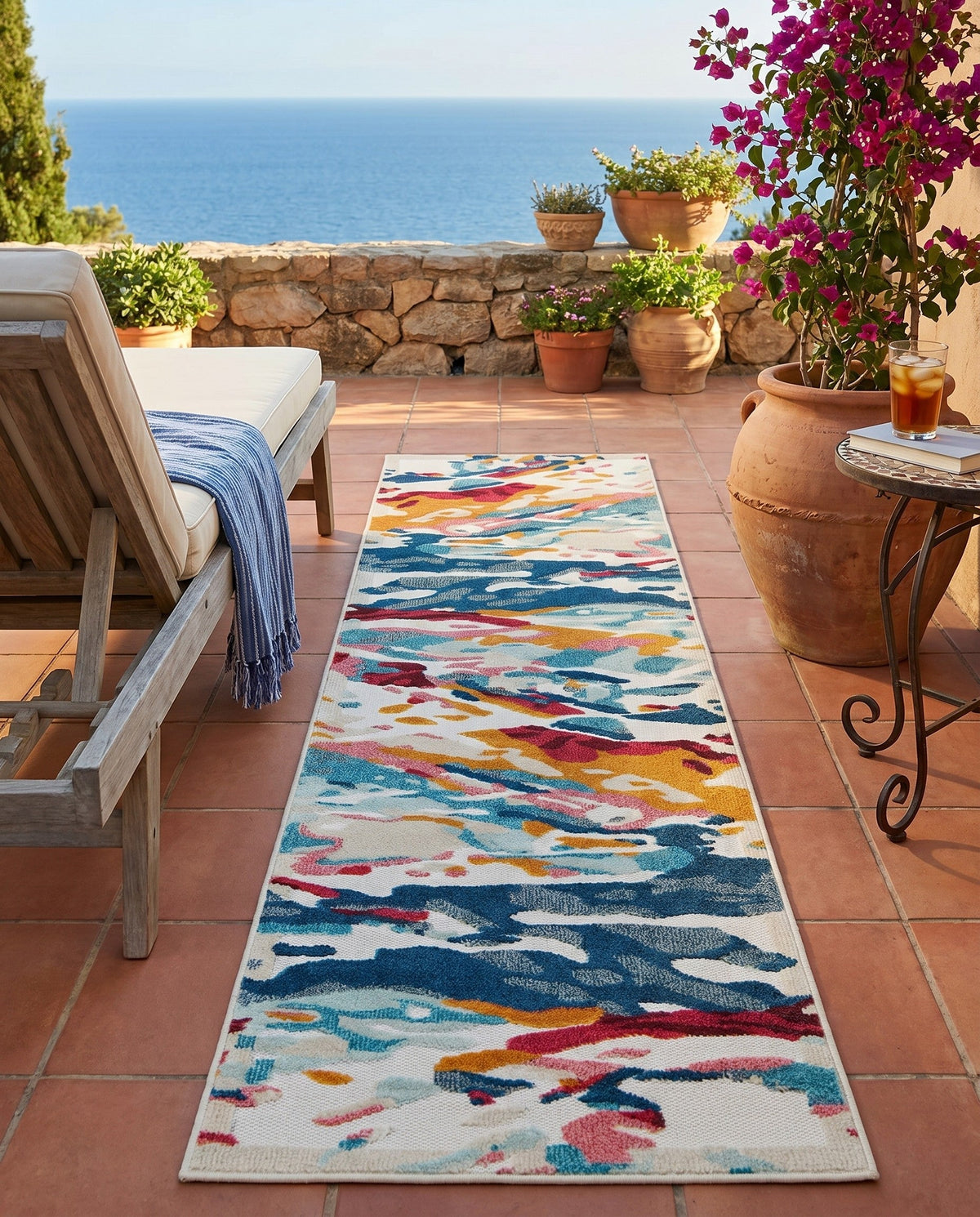 Outdoor Marrakesh Collection Area Rug -  Meknes Runner Multi  lifestyle 81