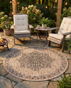 Patio Heritage Collection Area Rug -  Charleston (Beige) Round Beige  lifestyle 53