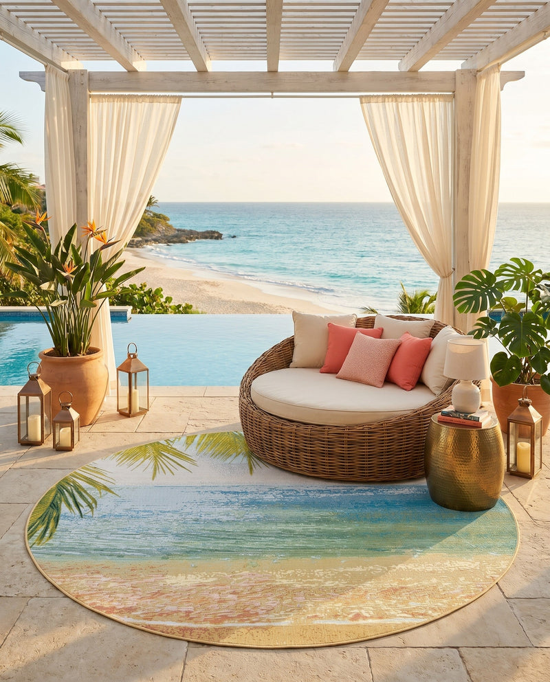 Seaside Haven Rugs Collection Area Rug -  Tides Round Multi  lifestyle 22