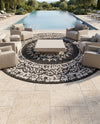 Patio Heritage Collection Area Rug -  Lafayette (Black and White) Round Black and White  lifestyle 58