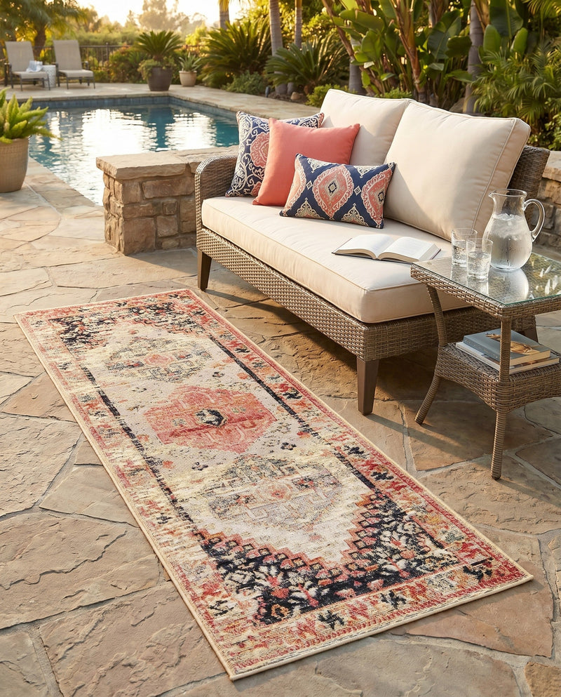 Patio Heritage Collection Area Rug -  Meadow Runner Multi  lifestyle 60