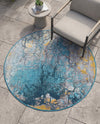 Urban Terrace Collection Area Rug -  Lanai Round Gradient Blue  lifestyle 18