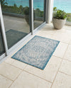 Tribal Terrace Treasures Collection Area Rug - Mayan Marina (Teal) Rectangle Teal  lifestyle 34