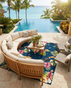 Seaside Blooms Collection Area Rug -  Leaf Rectangle Multi  lifestyle 5