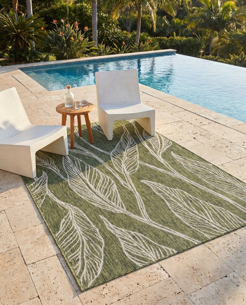 Seaside Blooms Collection Area Rug -  Evergreen (Green) Rectangle Green  lifestyle 18