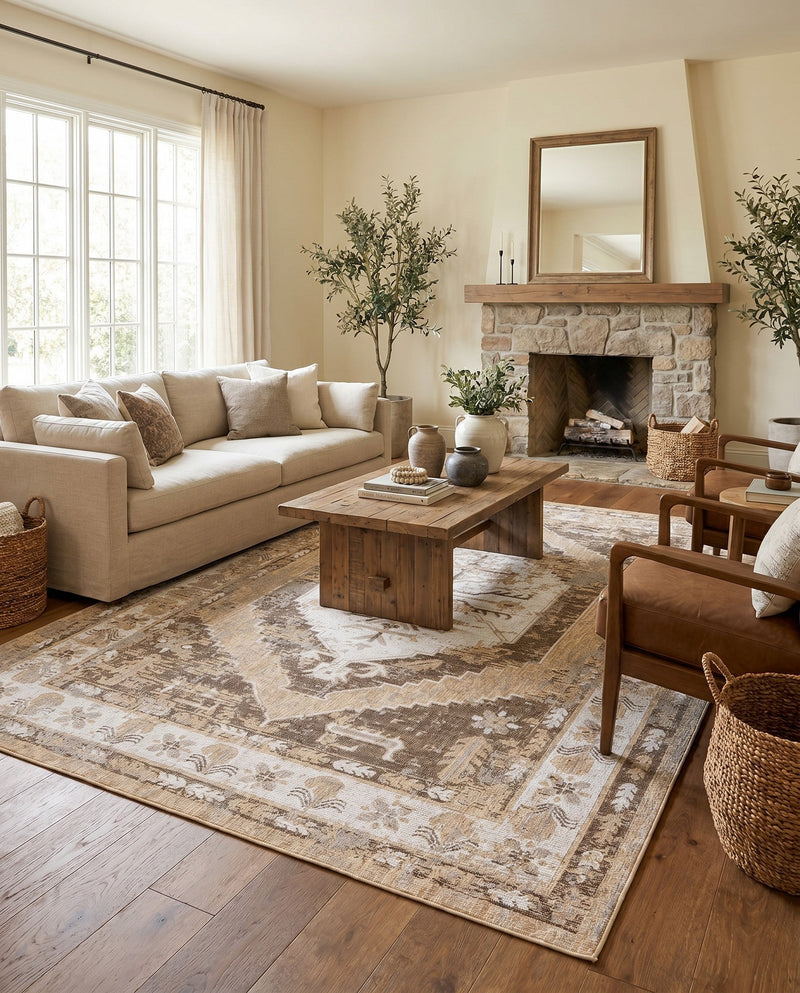 Patio Heritage Collection Area Rug -  Augusta (Natural) Rectangle Natural  lifestyle 32