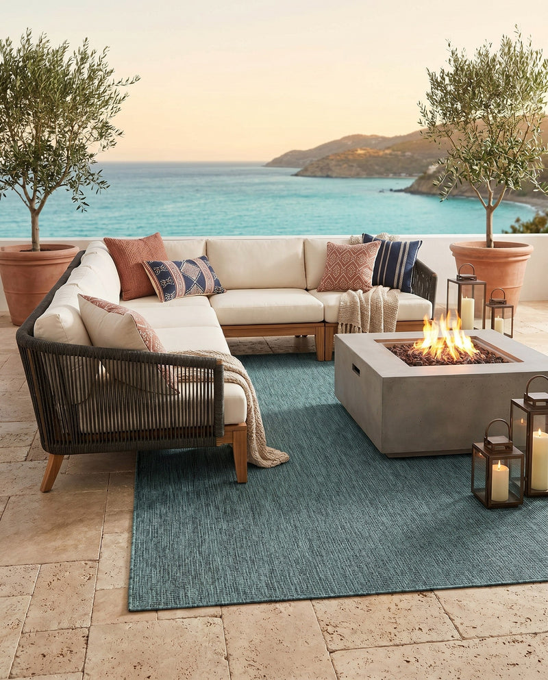 Seaside Serenity Collection Area Rug - Veranda (Teal) Rectangle Teal  lifestyle 9
