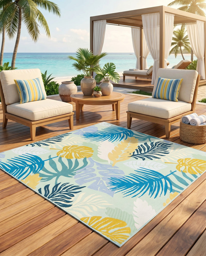 Seaside Blooms Collection Area Rug -  Sunkiss Square Multi  lifestyle 44