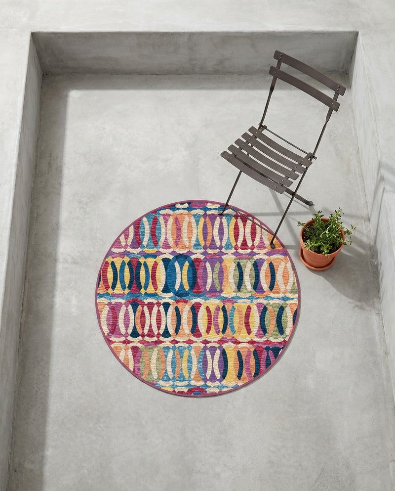 Urban Terrace Collection Area Rug -  Boardwalk Round Multi  lifestyle 62