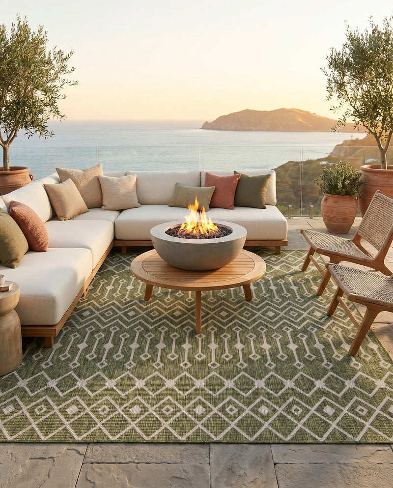 Savannah Pergola Collection Area Rug -  Pergola (Green) Square Green  lifestyle 87