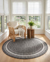 Terrace Fringe Collection Area Rug - Veranda (Black) Round Black  lifestyle 58