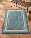 Terrace Fringe Collection Area Rug - Veranda (Teal) Rectangle Teal  lifestyle 28