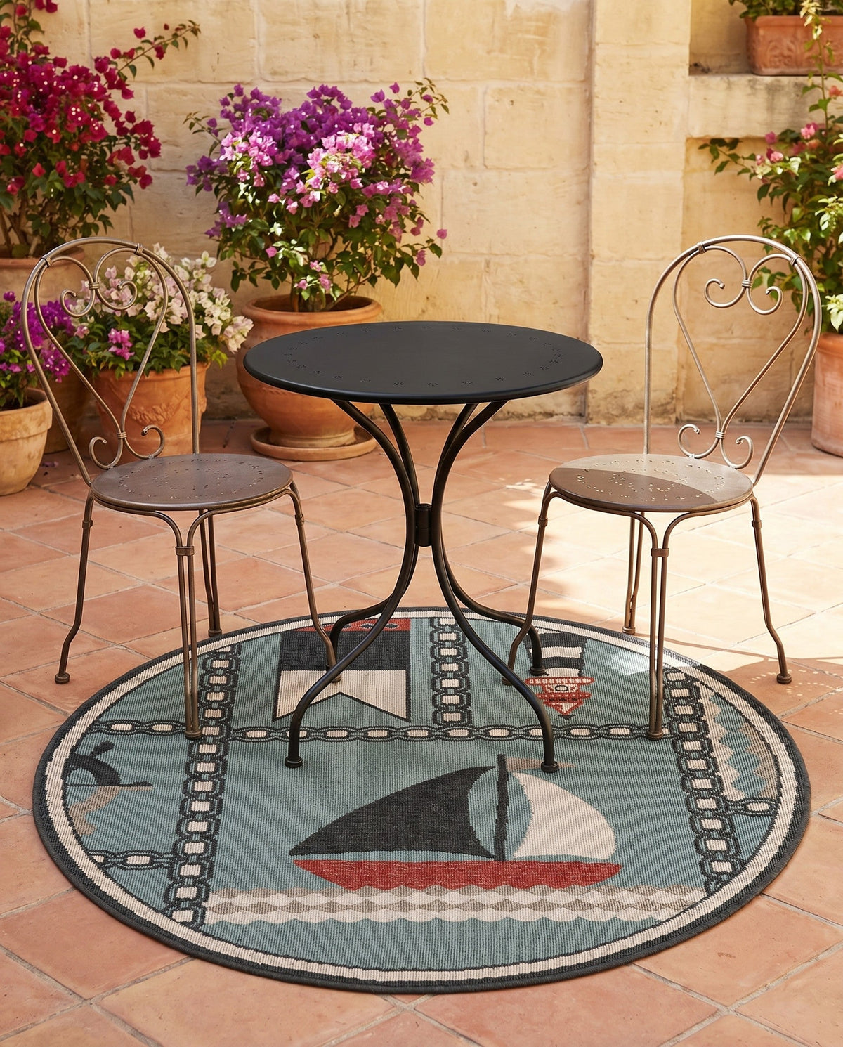 Seaside Haven Rugs Collection Area Rug -  Anchorage Round Blue  lifestyle 84