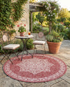 Patio Heritage Collection Area Rug -  Charleston (Rust Red) Round Rust Red  lifestyle 45