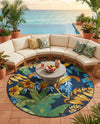 Seaside Blooms Collection Area Rug -  Grove Round Multi  lifestyle 46