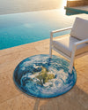 Urban Terrace Collection Area Rug -  Pergola Round Blue  lifestyle 47