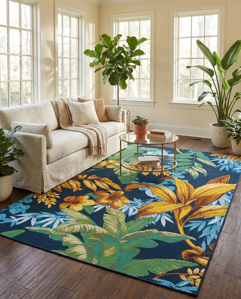 Seaside Blooms Collection Area Rug -  Grove Rectangle Multi  lifestyle 6