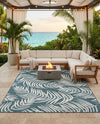 Seaside Blooms Collection Area Rug - Verdure (Teal) Rectangle Teal  lifestyle 32