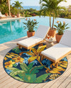 Seaside Blooms Collection Area Rug -  Grove Round Multi  lifestyle 47