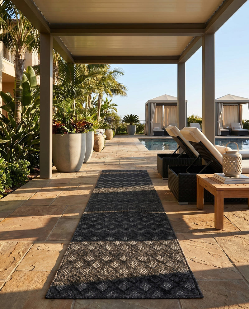 Garden Lattice Charm Collection Area Rug -  Pergola (Charcoal) Runner Charcoal  lifestyle 50