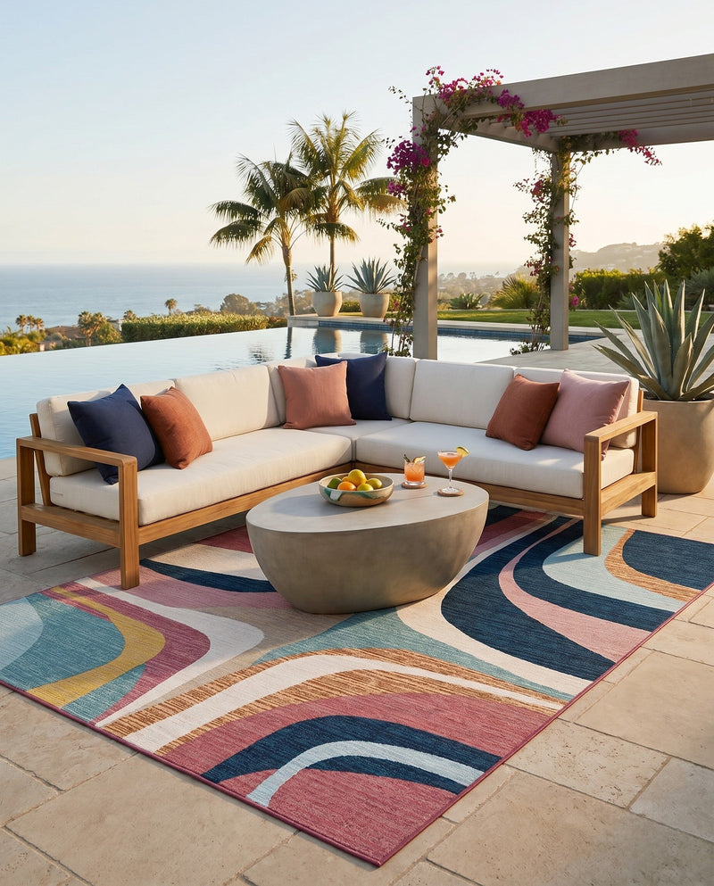 Urban Terrace Collection Area Rug - Venice Rectangle Multi  lifestyle 27