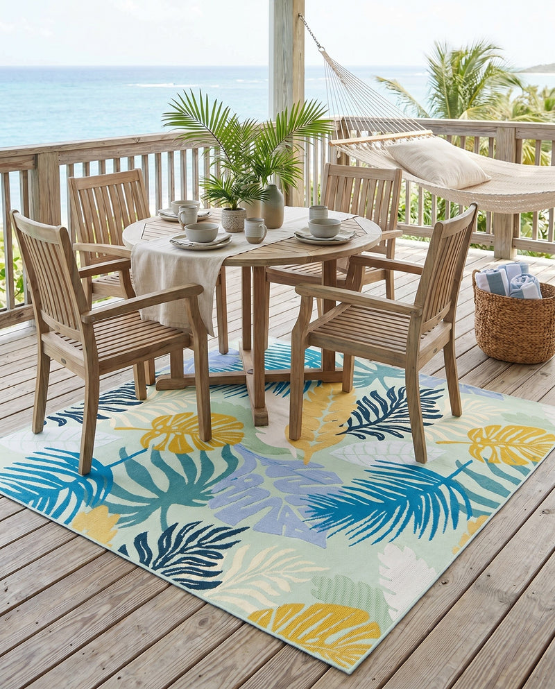 Seaside Blooms Collection Area Rug -  Sunkiss Square Multi  lifestyle 45