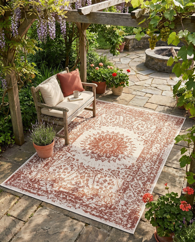 Patio Heritage Collection Area Rug -  Lafayette (Rust Red) Rectangle Rust Red  lifestyle 36