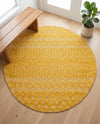 Garden Lattice Charm Collection Area Rug -  Pergola (Yellow) Round Yellow  lifestyle 30