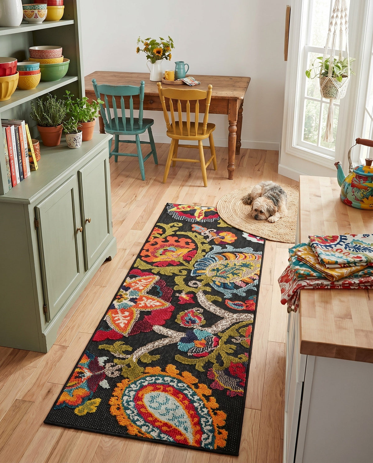 Outdoor Marrakesh Collection Area Rug - Fes Runner Multi Black  lifestyle 142