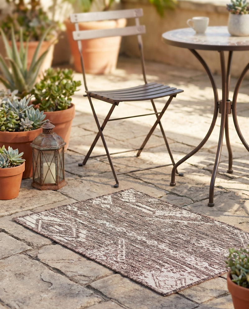 Desert Nomad Terrace Collection Area Rug - Sahara (Brown) Rectangle Brown  lifestyle 16