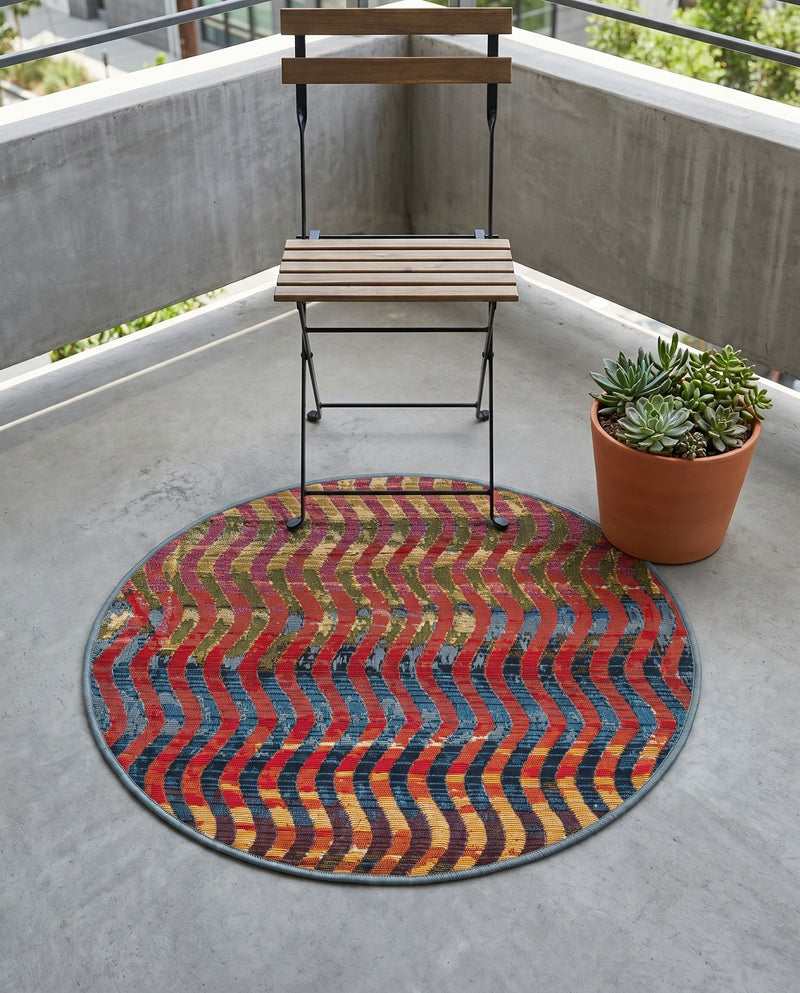 Urban Terrace Collection Area Rug -  Walkway Round Multi  lifestyle 80